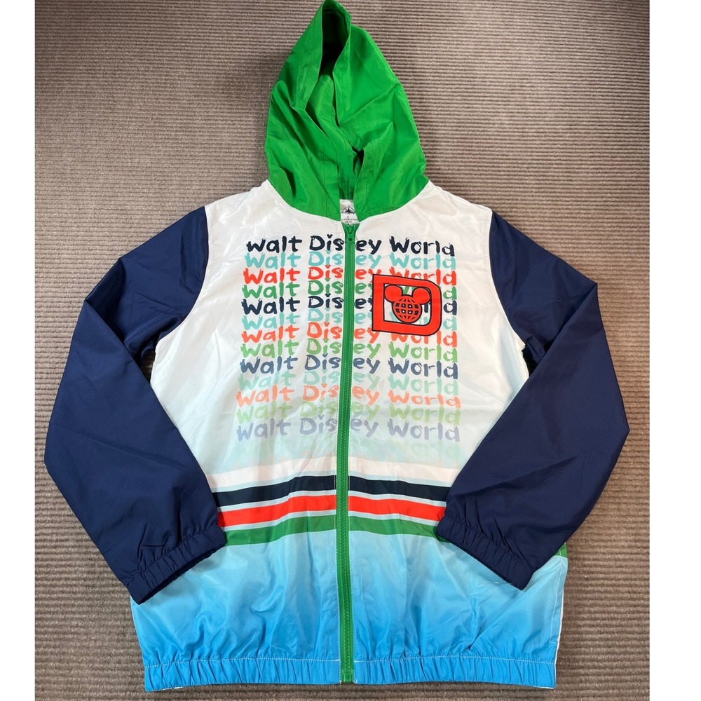 Disney World Kids XL Windbreaker Jacket Mickey Mouse Castle Firework Multi-Color